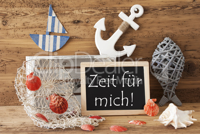 Chalkboard With Summer Decoration, Zeit Means Time