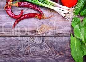 Red chili, green onions and other vegetables
