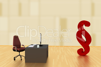 Office with paragraph sign, 3d illustration