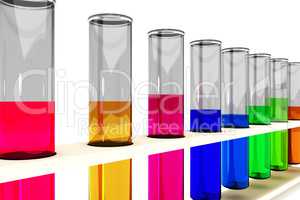 Test tubes with colored contents, 3D-Illustration