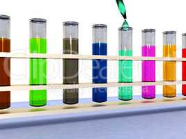 Test tubes with colored contents, 3D-Illustration