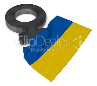 symbol for feminine and flag of the ukraine - 3d rendering