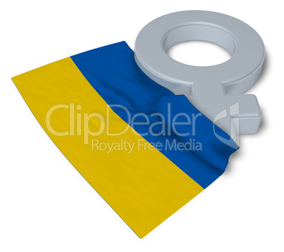 symbol for feminine and flag of the ukraine - 3d rendering