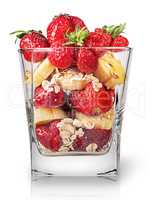 Strawberry and banana in glass