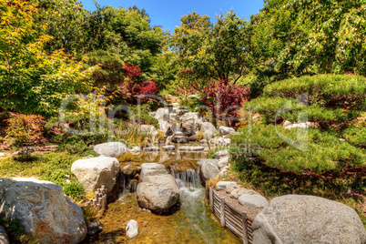Relaxing, zen like pond with a waterfall