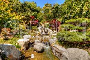 Relaxing, zen like pond with a waterfall
