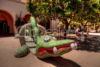 Mosaic statue in front of the Mingeil International Museum build