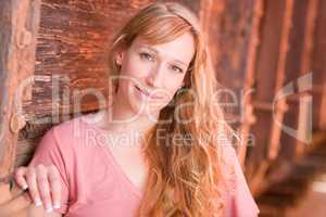 Outdoor Portrait of Young Adult Brown Eyed Woman.