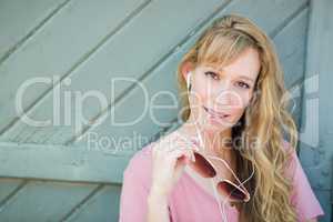 Outdoor Portrait of Young Adult Brown Eyed Woman With Sunglasses