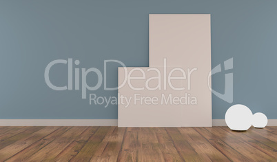 Two Mock up poster with wooden flloor