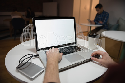 Executive using laptop in office Executive using laptop in office