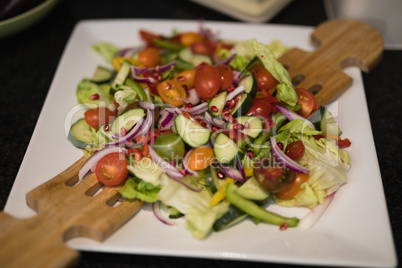 Close up of fresh salad in kitchen