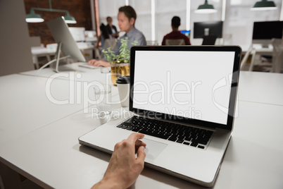 Executive using laptop in office