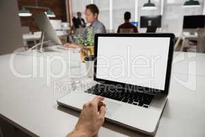 Executive using laptop in office