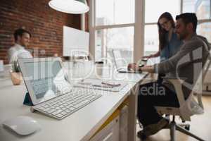 Digital tablet on desk