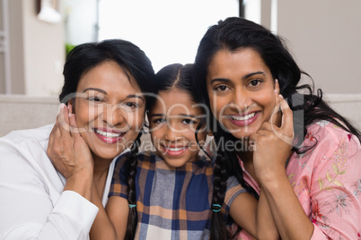 Portrait of smiling multi-generation family