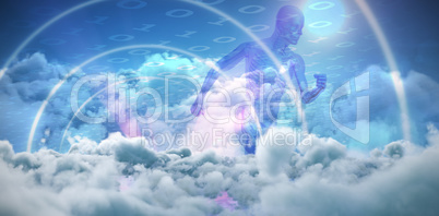 Composite image of composite image of blue character running