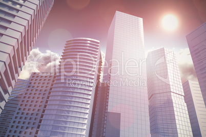 Composite image of three dimensional image of tall buildings