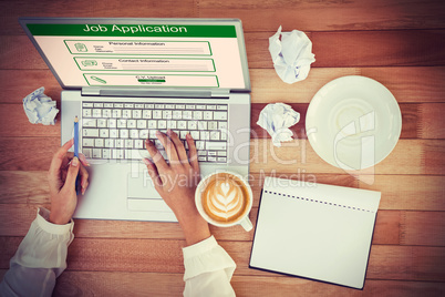 Composite image of digitally generated image of job application