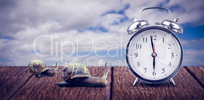 Composite image of alarm clock