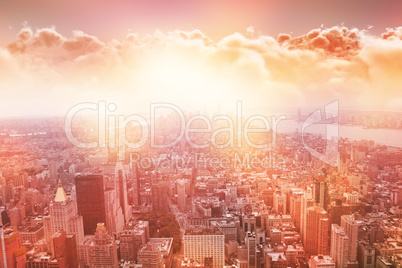 Composite image of scenic view of cloudscape during sunset