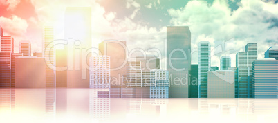 Composite image of cityscape against white background