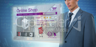 Composite image of midsection of elegant businessman pointing
