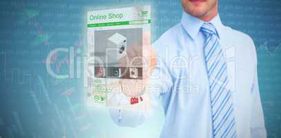 Composite image of businessman in shirt pointing with his finger