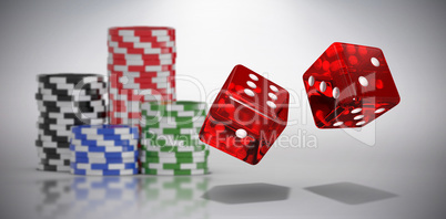 Composite image of computer generated 3d image of red dice