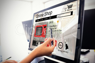 Composite image of washing machines for sale displayed on web page