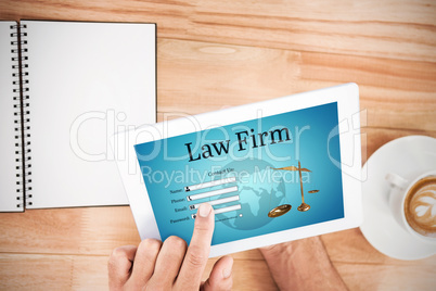 Composite image of graphic interface of lawyer contact form