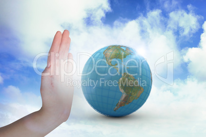 Composite image of cropped hand gesturing