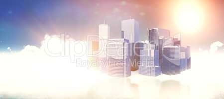 Composite image of three dimensional image of modern buildings