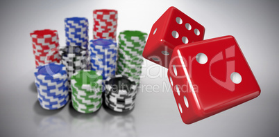 Composite image of digitally generated 3d image of red dice