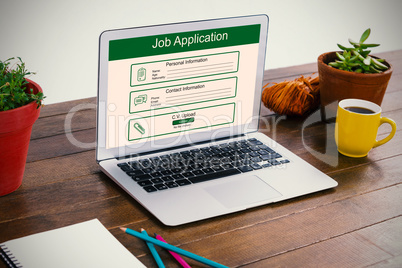 Composite image of digitally generated image of job application