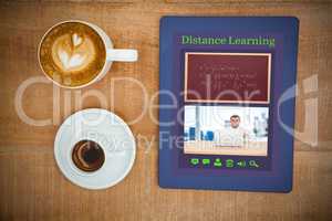 Composite image of digital image of e-learning interface