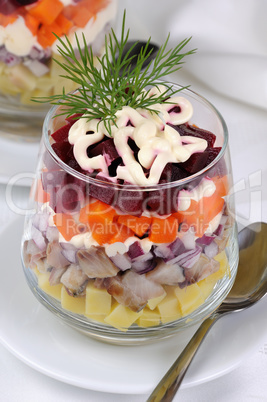 Salad of herring with vegetables