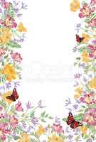 Floral background. Decorative summer flower frame. Tropical bouq