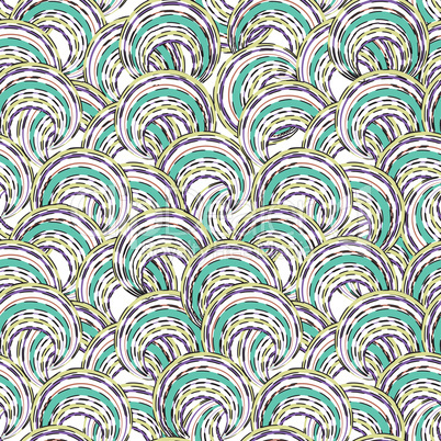 Abstract ripple line circle seamless pattern. Wavy swirl ornamen