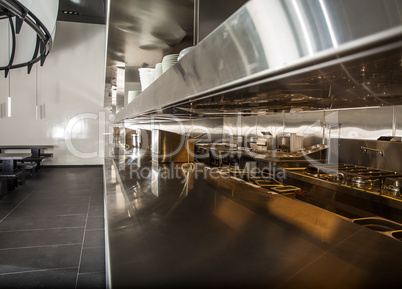 Professional kitchen, view counter in steel