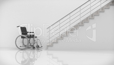 3d render - wheel chair and stairs