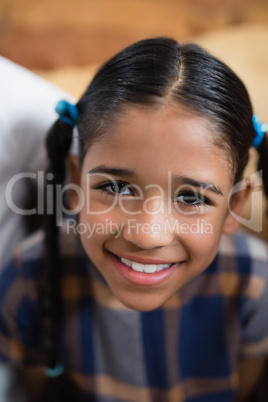 High angle portrait of smiling girl