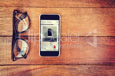 Composite image of mobile phones for sale displayed on device screen