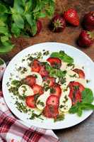 Strawberry caprese with mozzarella