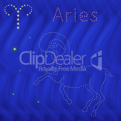 Zodiac sign Aries contour on the starry sky