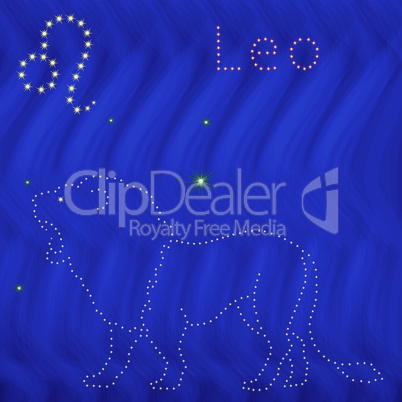 Zodiac sign Leo contour on the starry sky