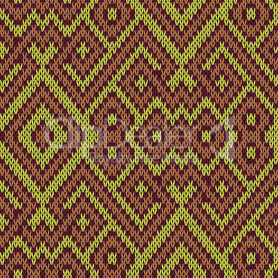 Knitting seamless pattern in warm colors