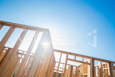 Wood Home Framing Abstract At Construction Site.