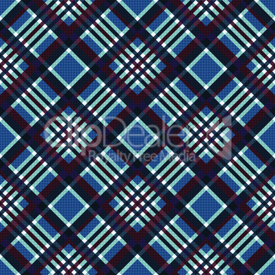 Diagonal seamless checkered pattern in blue and red
