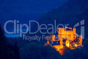 Night Castle in the Forested Mountains